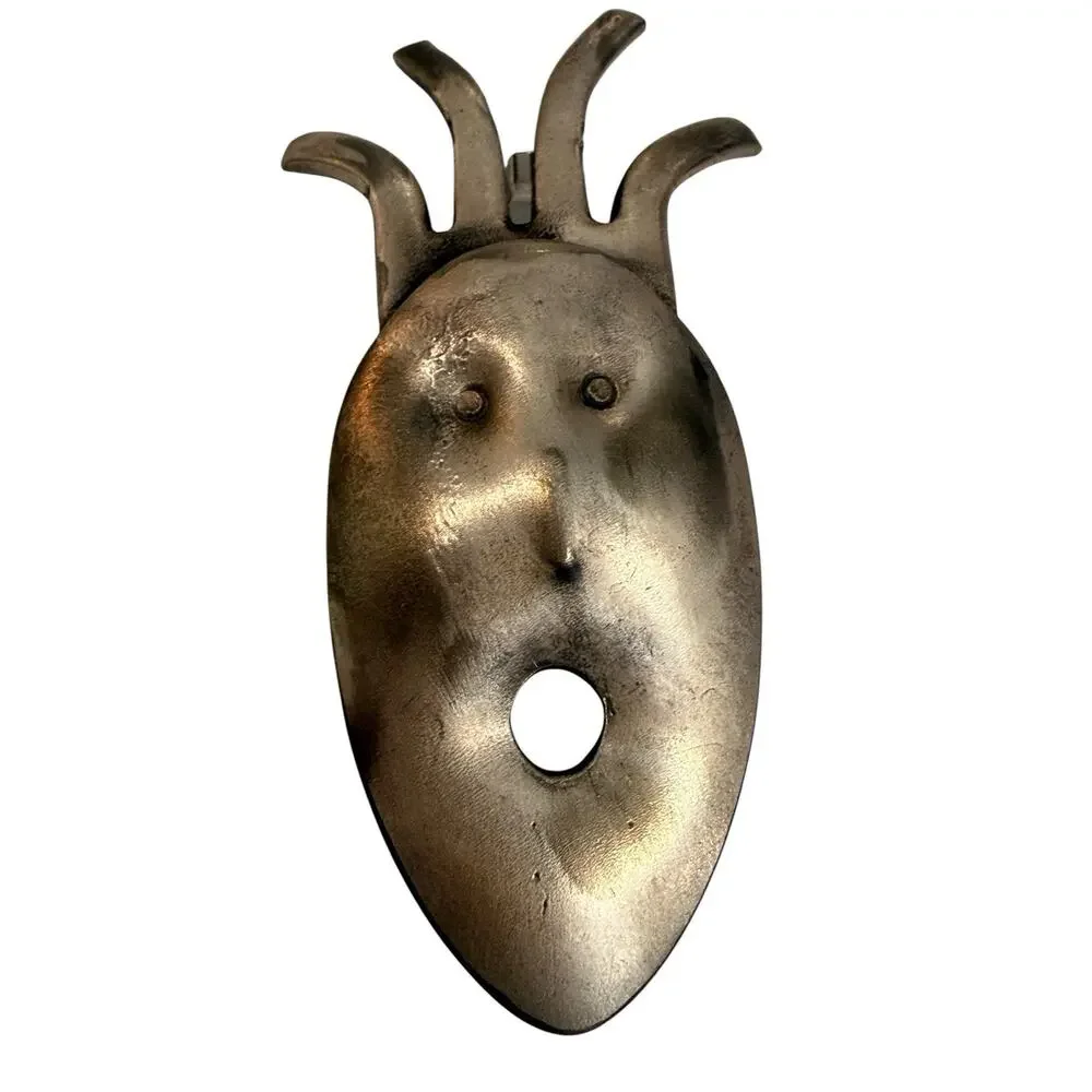 Spork Retro Face Brooch Punk Alien Modernist Steampunk Pin Metal Upcycled